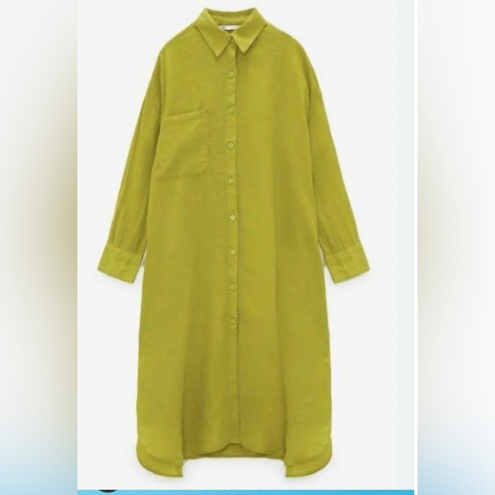 Zara Long Sleeve Oversized  Button Front Shirt Dress NWOT